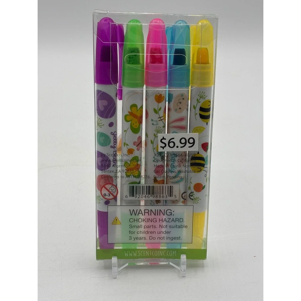 Scentco Sketch & Sniff Gel Crayons 5 Pack Scented Washable Non-Toxic Art Supply